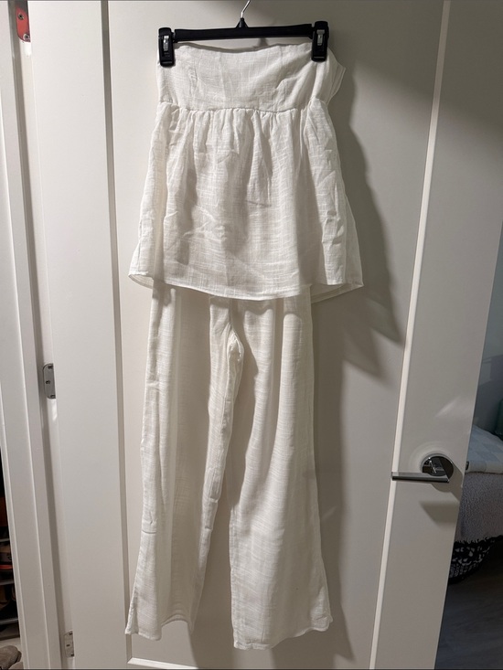 SABO Pants - SABO White Strapless Linen Jumpsuit